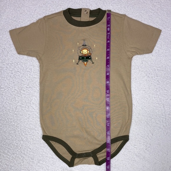 Vintage Gymboree space monkey tan olive green bodysuit short sleeve tee htf 3t - Picture 8 of 8